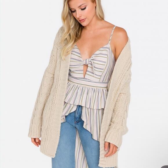 NWT English Factory Striped Peplum Hi-Low Top Size S - Picture 1 of 6